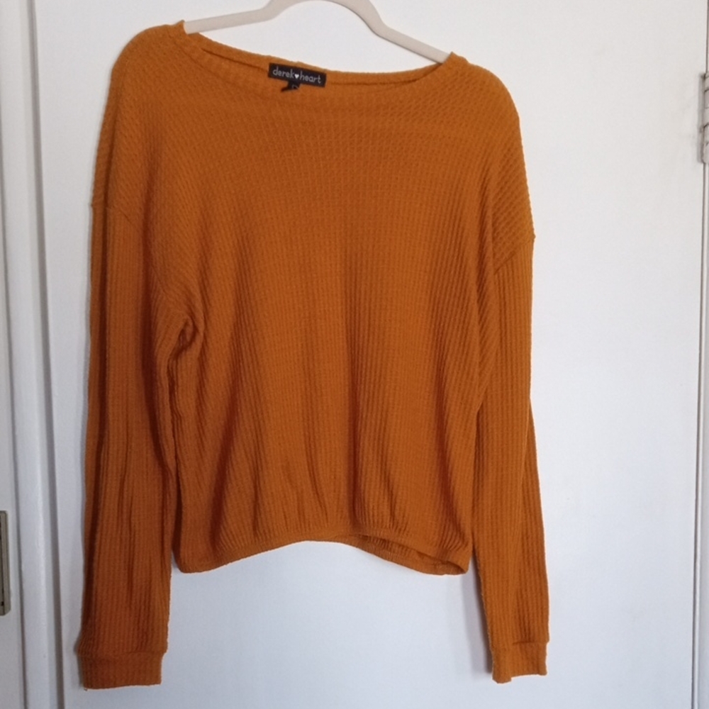 Women's Dark Orange Crew Neck Sweater Size Large Very Gently Used Elastic Waist